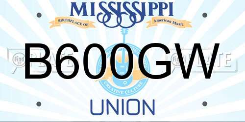 B600GW Mississippi License Plate