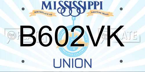 B602VK Mississippi License Plate