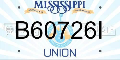 B60726I Mississippi License Plate
