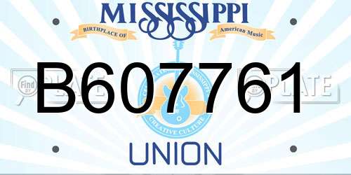 B607761 Mississippi License Plate
