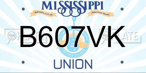 B607VK Mississippi License Plate