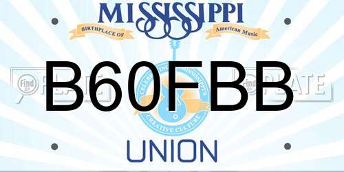 B60FBB Mississippi License Plate