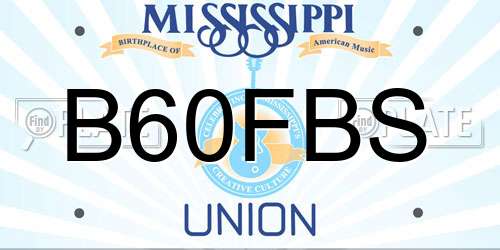 B60FBS Mississippi License Plate