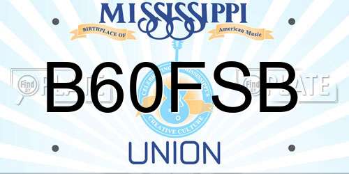 B60FSB Mississippi License Plate