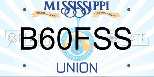B60FSS Mississippi License Plate