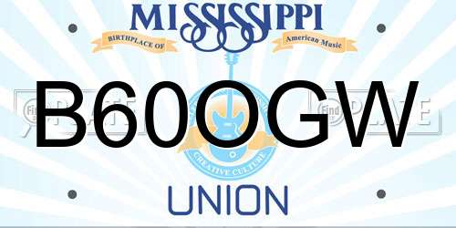 B60OGW Mississippi License Plate