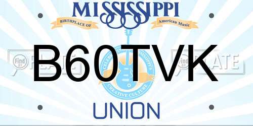 B60TVK Mississippi License Plate