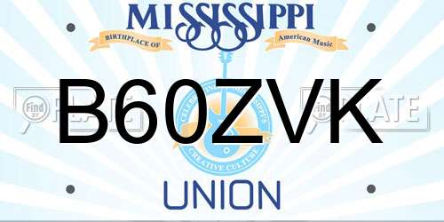 B60ZVK Mississippi License Plate