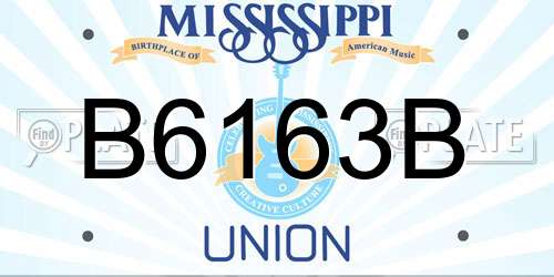 B6163B Mississippi License Plate