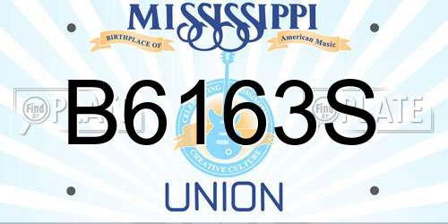 B6163S Mississippi License Plate