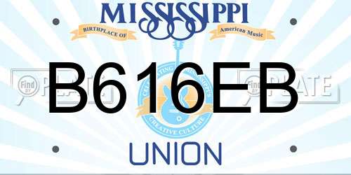 B616EB Mississippi License Plate