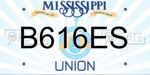 B616ES Mississippi License Plate