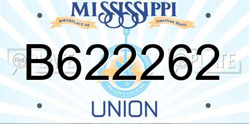 B622262 Mississippi License Plate