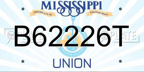 B62226T Mississippi License Plate