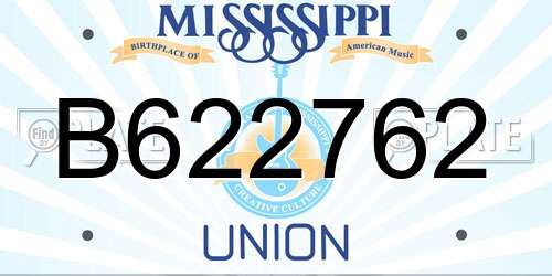 B622762 Mississippi License Plate