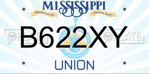 B622XY Mississippi License Plate