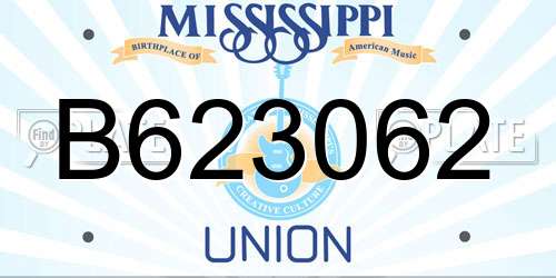 B623062 Mississippi License Plate
