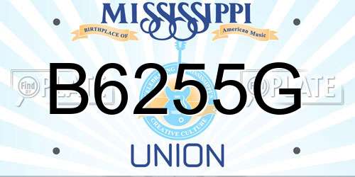 B6255G Mississippi License Plate