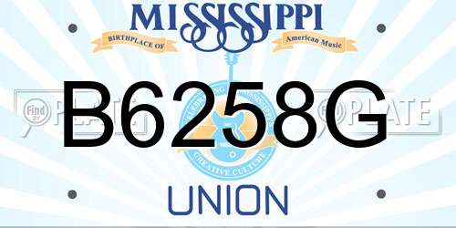 B6258G Mississippi License Plate