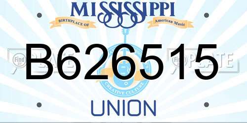 B626515 Mississippi License Plate