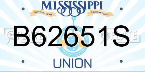 B62651S Mississippi License Plate