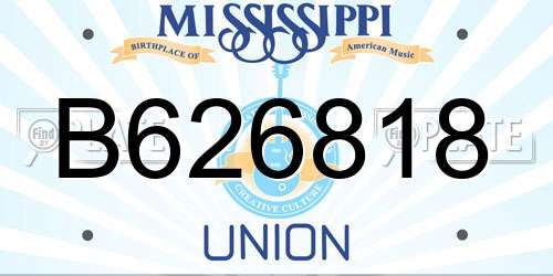 B626818 Mississippi License Plate