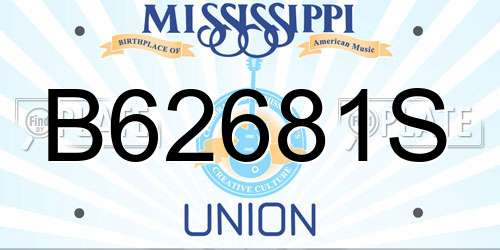 B62681S Mississippi License Plate