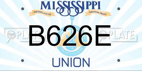 B626E Mississippi License Plate