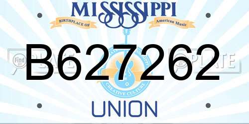 B627262 Mississippi License Plate