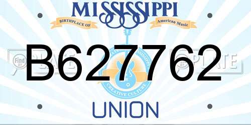 B627762 Mississippi License Plate
