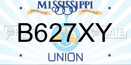 B627XY Mississippi License Plate