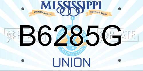 B6285G Mississippi License Plate