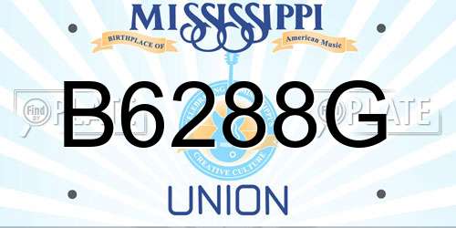 B6288G Mississippi License Plate