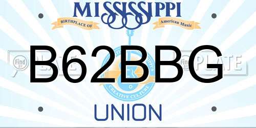 B62BBG Mississippi License Plate