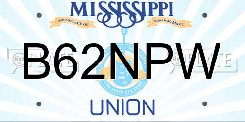 B62NPW Mississippi License Plate