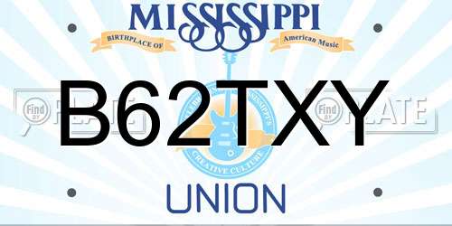 B62TXY Mississippi License Plate