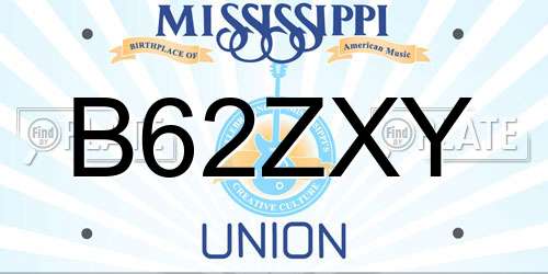 B62ZXY Mississippi License Plate
