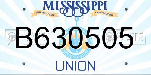 B630505 Mississippi License Plate