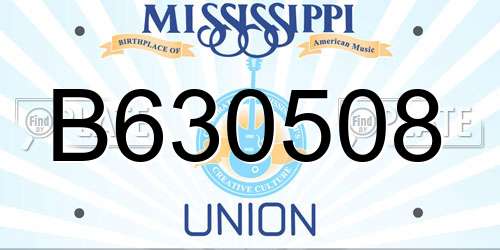 B630508 Mississippi License Plate