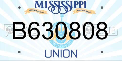 B630808 Mississippi License Plate
