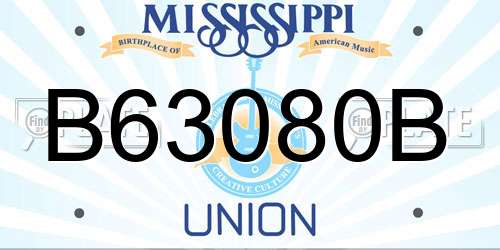 B63080B Mississippi License Plate