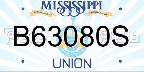 B63080S Mississippi License Plate