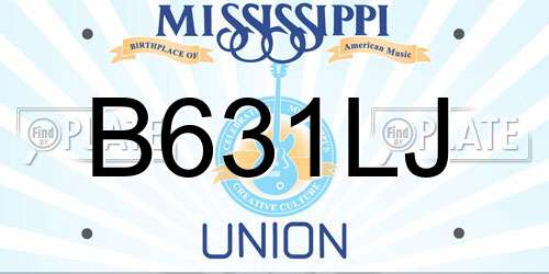 B631LJ Mississippi License Plate