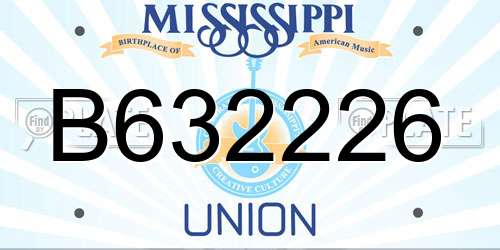 B632226 Mississippi License Plate