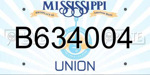 B634004 Mississippi License Plate