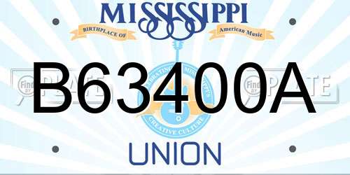 B63400A Mississippi License Plate