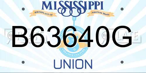 B63640G Mississippi License Plate