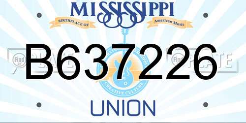 B637226 Mississippi License Plate