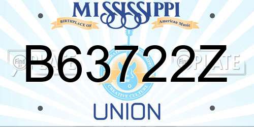 B63722Z Mississippi License Plate