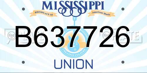 B637726 Mississippi License Plate